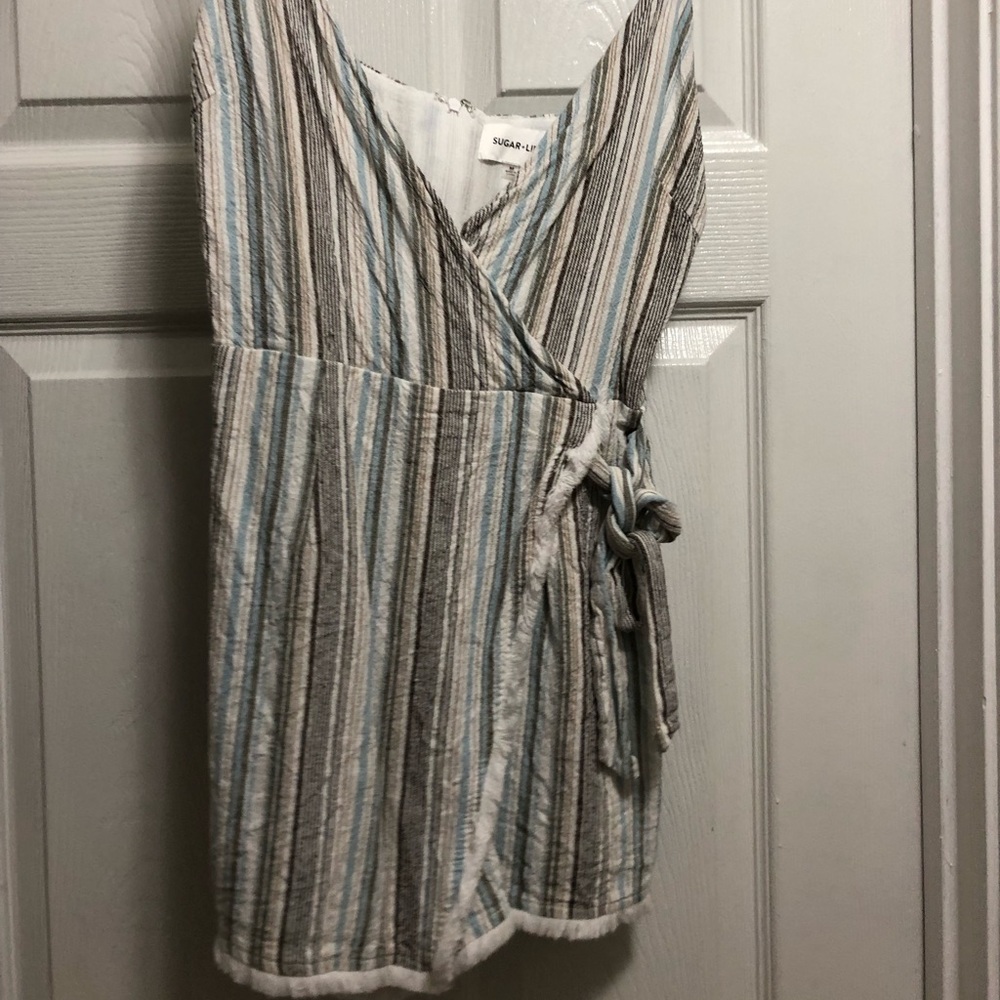 Front wrap striped romper